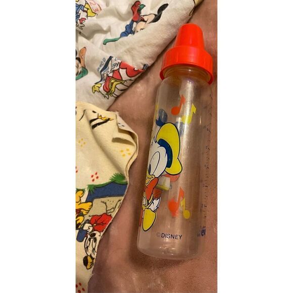 Dundee Vintage Disney Babies Mickey Mouse Crib Sheet Wet Pad & Baby Bottle Lot - Picture 4 of 9